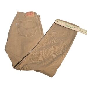 Levis 505 Regular Fit Khaki Tan Straight Leg Pants Mens 33x32 00505-1502. 683